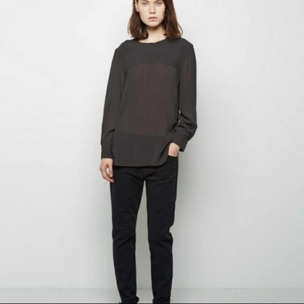 Isabel Marant Etoile Small Baringo Crepe Blouse Olive Green Luxury Top